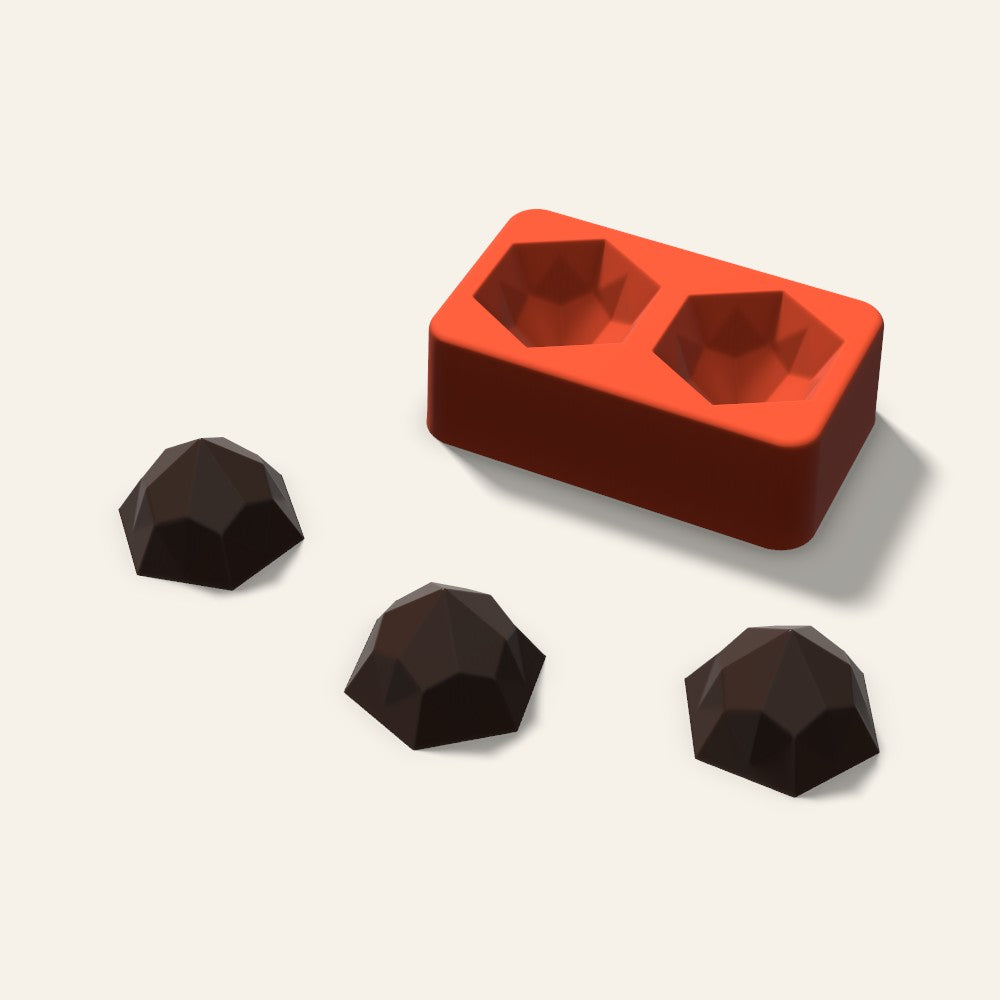 Hexagon Gem Chocolate Mold, 1.75 Inch, 2 Cavity, 3D render