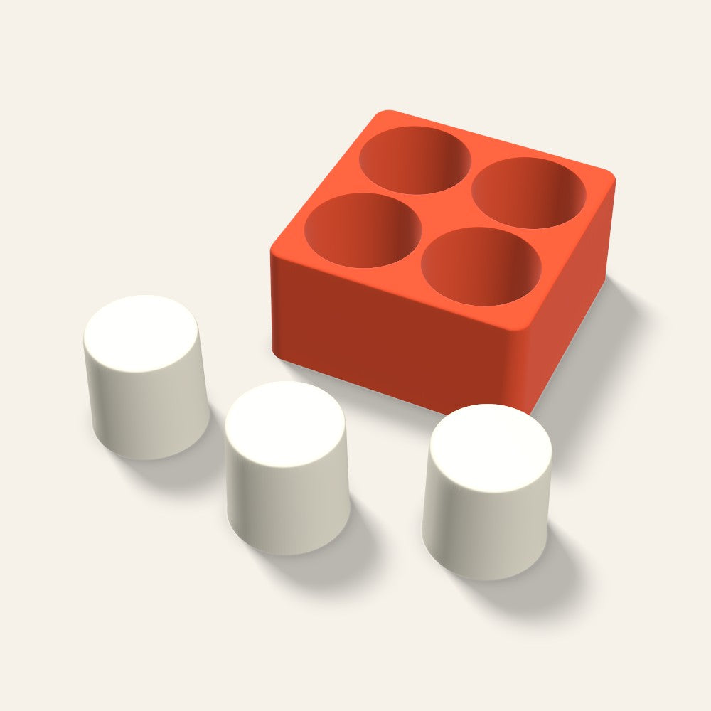 Pillar Votive Candle Mold, 2 x 2 Inch, 4 Cavity, 3D render