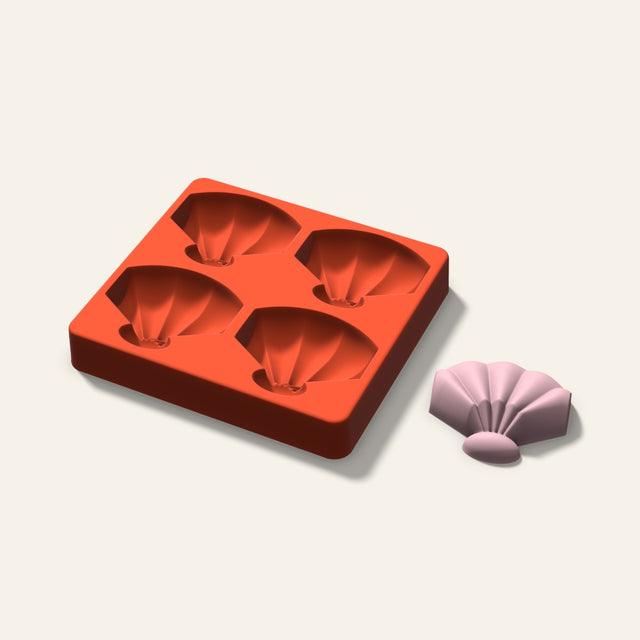 Shell Soap Mold, 2.5 Inch, 4 Cavity, 3D render