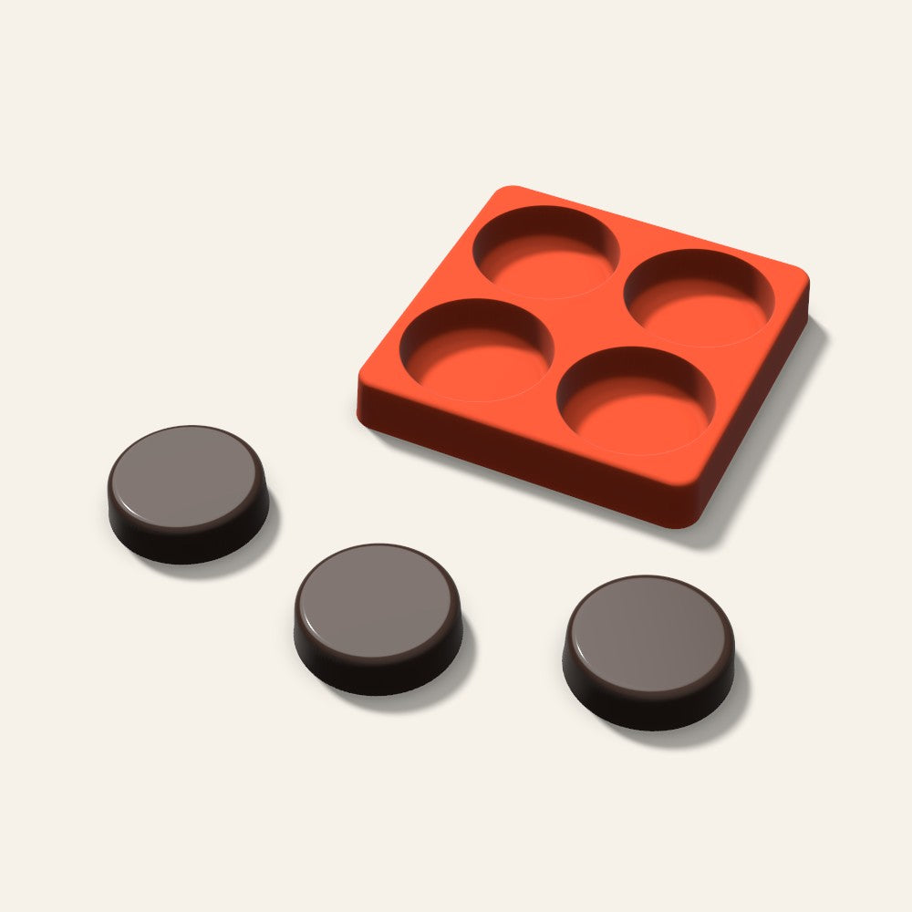 Round Chocolate Mold, 2 Inch, 4 Cavity, 3D render