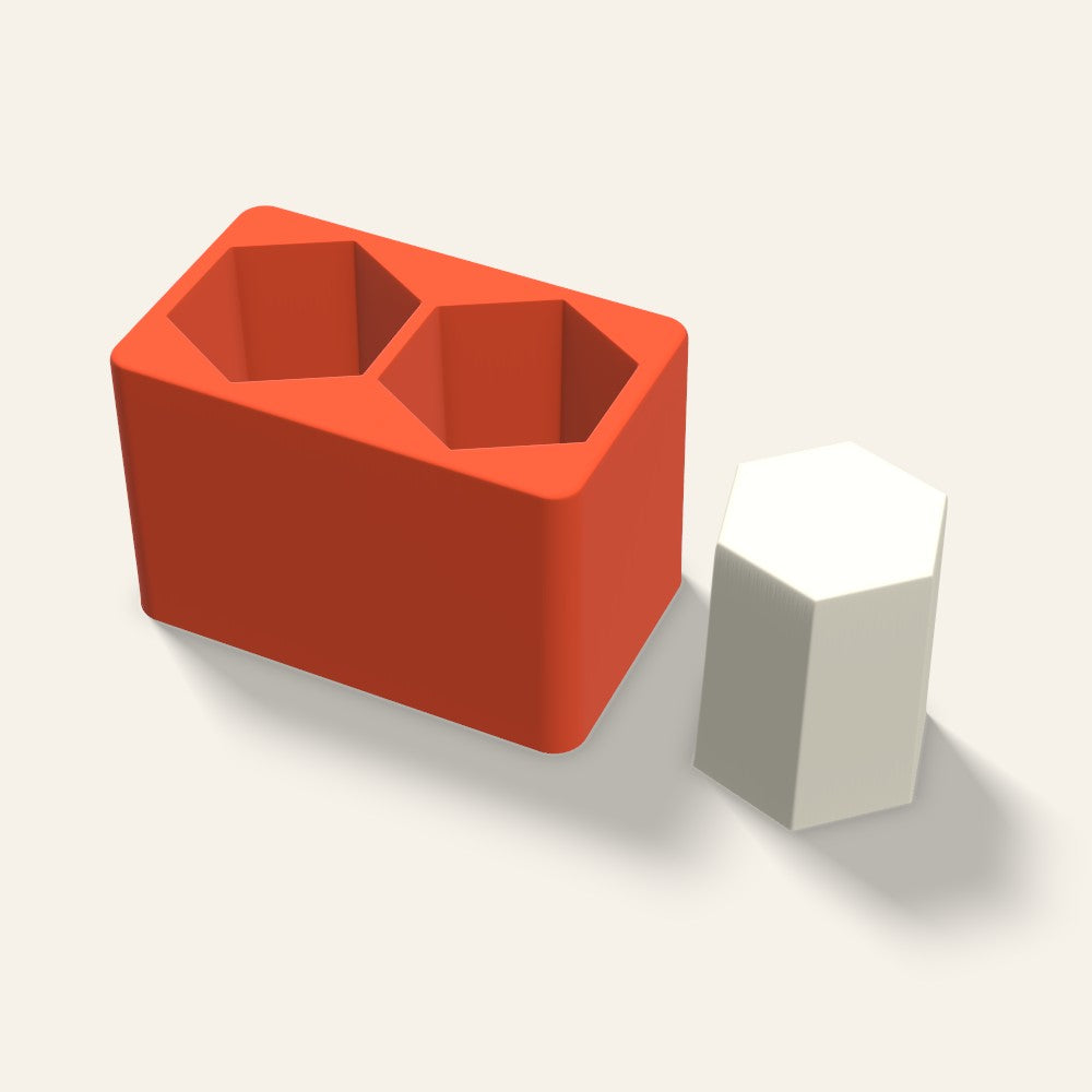 Hexagon Pillar Votive Candle Mold, 2.5 x 3 Inch, 2 Cavity, 3D render