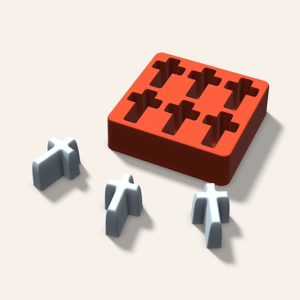 Cross Ice Mold, 2 Inch, 6 Cavity, 3D render