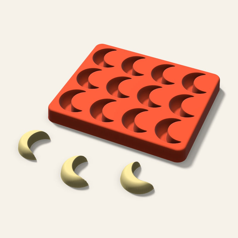 Crescent Moon Butter Pat Mold, 1.25 Inch, 12 Cavity