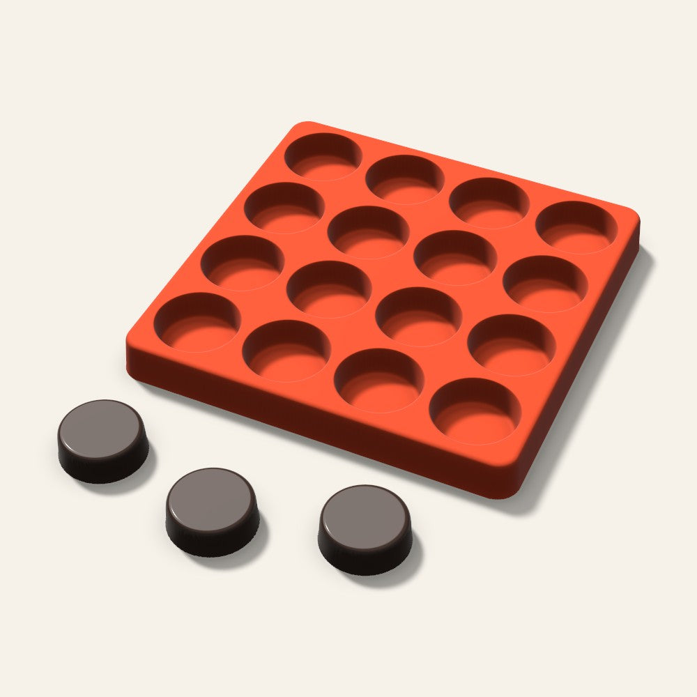 Round Candy Mold, 1.25 Inch, 16 Cavity, 3D render