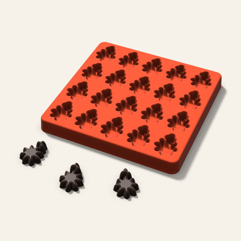 Holly Candy Mold, 1.25 Inch, 20 Cavity, 3D render