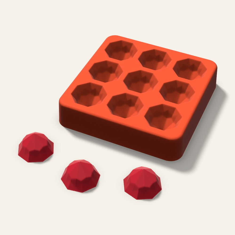 Octagon Gem Candy Mold, 1 Inch, 9 Cavity, 3D render