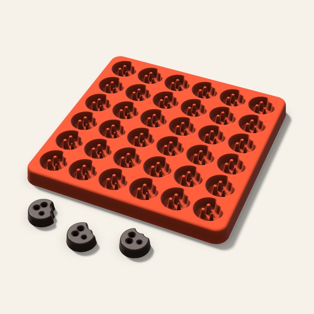 Cookie Bite Gummy Mold, 0.75 Inch, 36 Cavity, 3D render