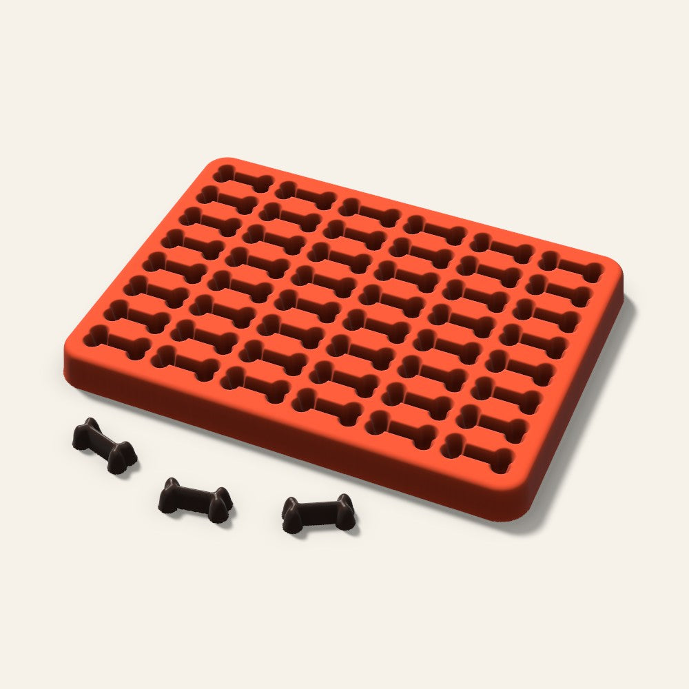 Dog Bone Gummy Mold, 0.75 Inch, 48 Cavity, 3D render