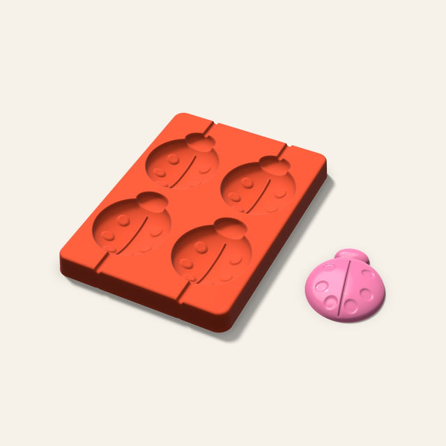 Ladybug Lollipop Mold, 2.5 Inch, 4 Cavity, 3D render