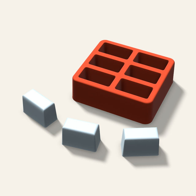 Rectangle Ice Mold, 1.5 Inch, 6 Cavity, 3D render