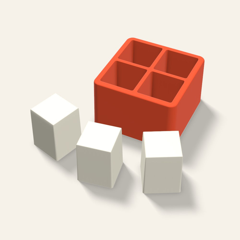 Square Pillar Votive Candle Mold, 1.5 x 2 Inch, 4 Cavity, 3D render