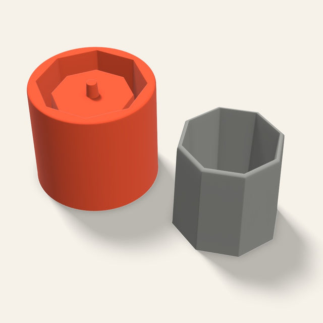 Octagon Concrete Planter Mold, 3 Inch, 3D render