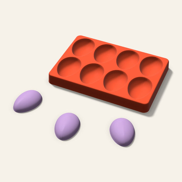 Egg Wax Melt Mold, 2 Inch, 8 Cavity, 3D render