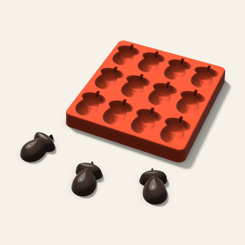 Acorn Chocolate Mold, 1.75 Inch, 12 Cavity