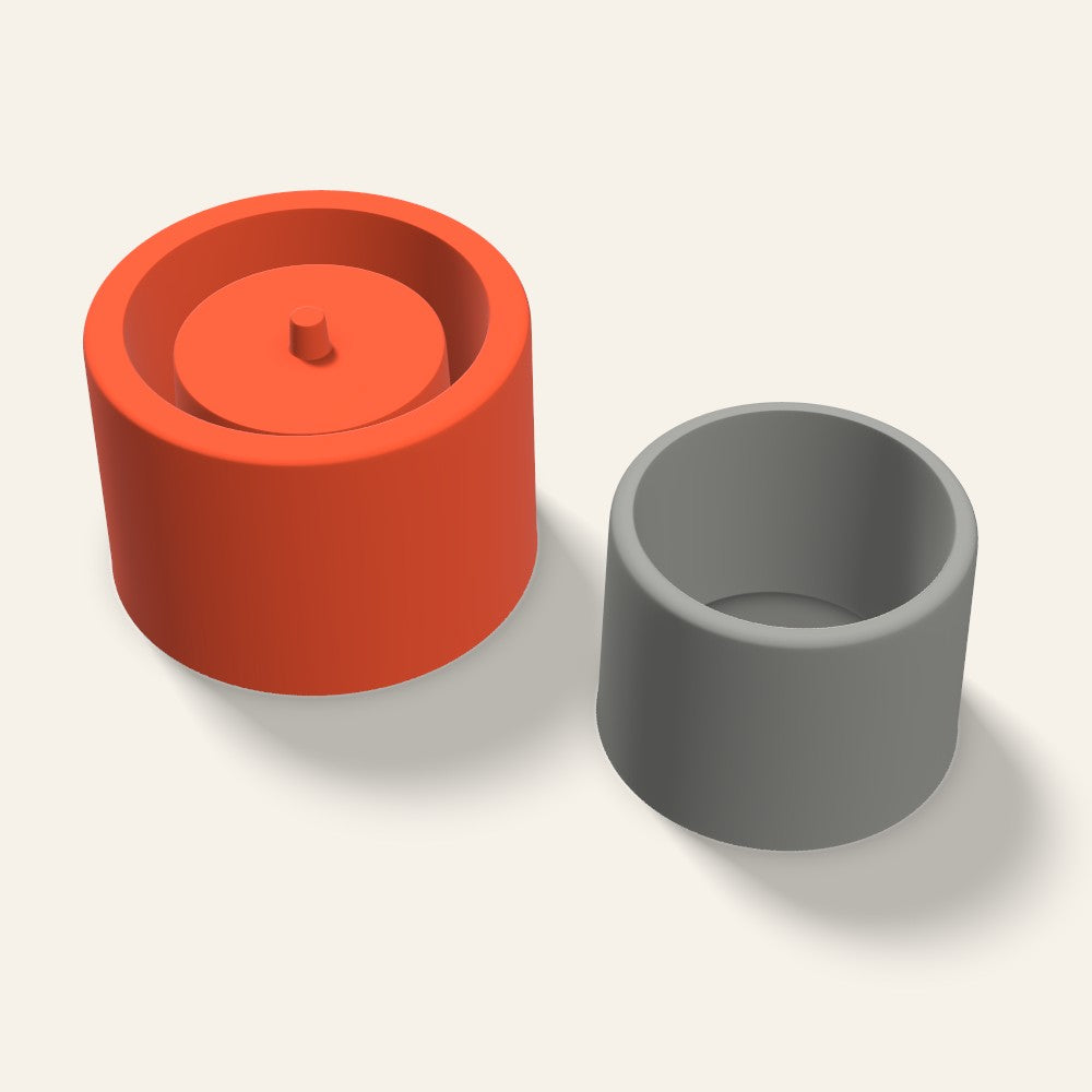Low Round Concrete Planter Mold, 3 Inch, 3D render