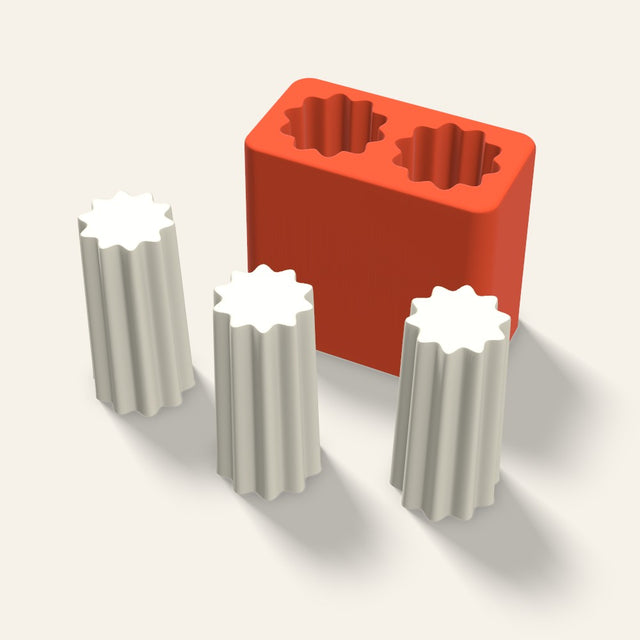 Fluted Pillar Votive Candle Mold, 1.5 x 3 Inch, 2 Cavity, 3D render