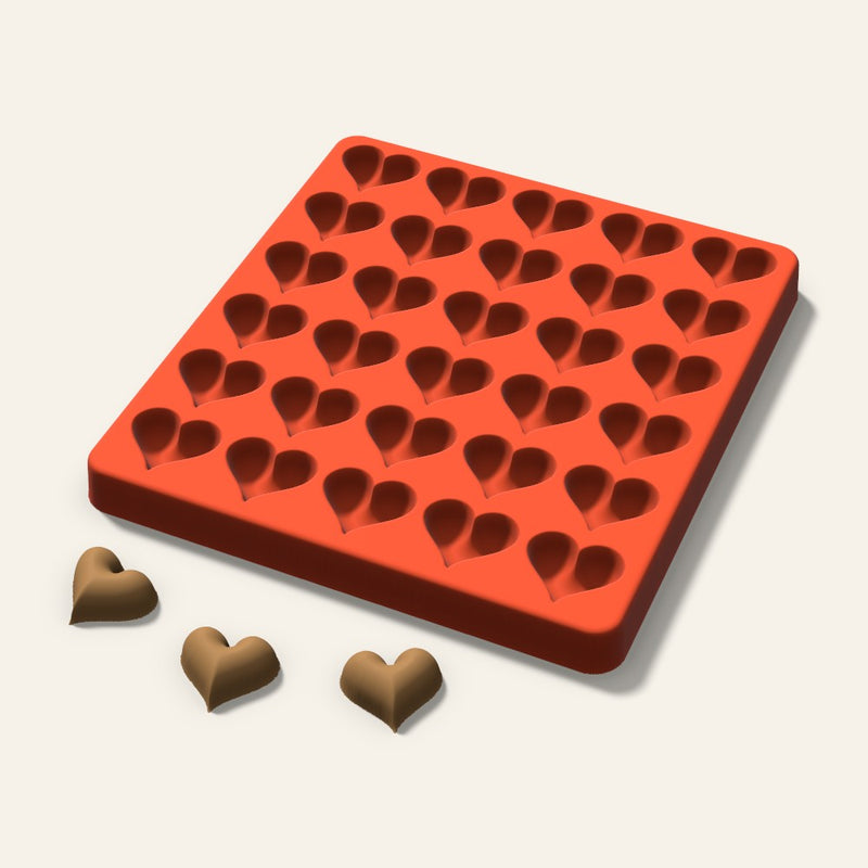 Puffy Heart Pet Treat Mold, 1 Inch, 30 Cavity