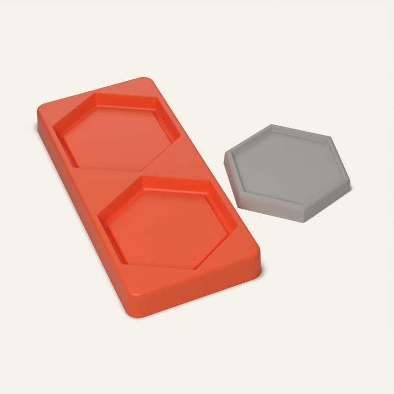 Hexagon Concrete Coaster Mold, 2 Cavity