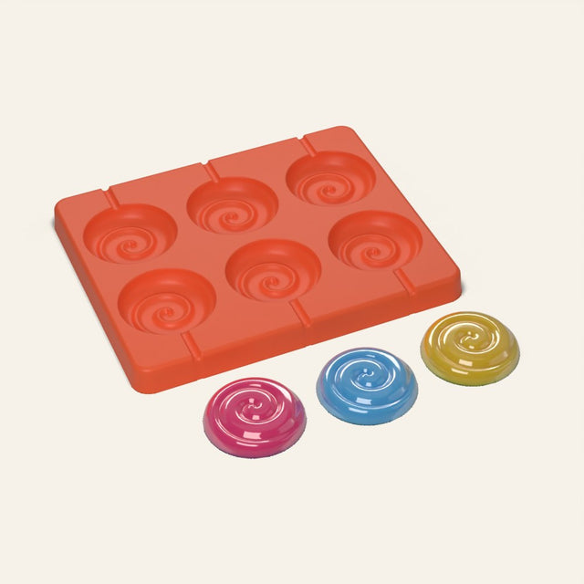 Swirl Lollipop Mold, 6 Cavity, 3D render